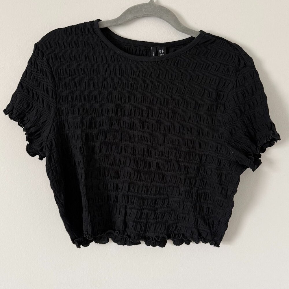Vero Moda Scarlett Short Sleeve Smocked Crop Top Size XL - Picture 2 of 5
